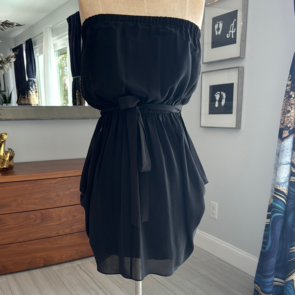 Little Black Strapless Dress with Belt from bebe size S